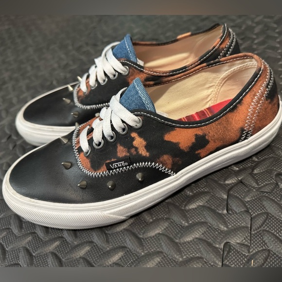 Vans Shoes - Vans Tartan Daze Black Acid Wash Studded Leather Old School Punk Sneakers